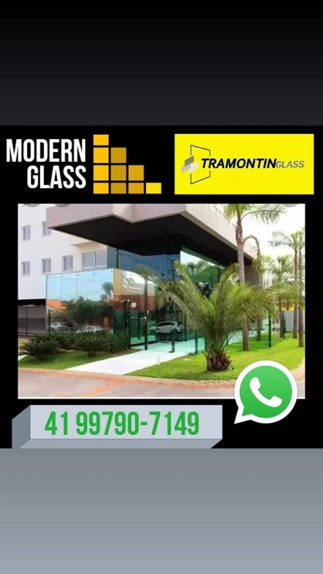 MURO DE VIDRO EM CURITIBA / COBERTURA DE VIDRO MURO DE VIDRO /COBERTURA EM VIDRO Fazemos a parte de serralheria tb! Pagamento facilitado! ORÇAMENTO SEM COMPROMISSO! Chamadas : 4199790-7149 Para add o watts só clicar no link abaixo https://wa.me/554197907149 4199790-7149 Whatsapp E o 4199735-8184 apenas para ligações. Então por favor solicito q salvem o outro tb ok. 🤓 #murotemperadocuritiba #murodevidro #muroemvidroemcuritiba #murodevidrotemperado #revitalizacaodefachada #serralheriaemcuritiba #modeloportaodevidro #cercadevidro #cobertura #coberturadevidro #coberturadepolicarbonato #tramontinglassvidros #vidrotemperado #murodeblindex #TramontinGlass #tramontinglassvidros #tramontinvidros MURO DE VIDRO /COBERTURA EM VIDRO Fazemos a parte de serralheria tb! Pagamento facilitado! ORÇAMENTO SEM COMPROMISSO! Chamadas : 4199790-7149 Para add o watts só clicar no link abaixo https://wa.me/554197907149 4199790-7149 Whatsapp E o 4199735-8184 apenas para ligações. Então por favor solicito q salvem o outro tb ok. 🤓 #murotemperadocuritiba #murodevidro #muroemvidroemcuritiba #murodevidrotemperado #revitalizacaodefachada #serralheriaemcuritiba #modeloportaodevidro #cercadevidro #cobertura #coberturadevidro #coberturadepolicarbonato #tramontinglassvidros #vidrotemperado #murodeblindex #TramontinGlass #tramontinglassvidros #tramontinvidros